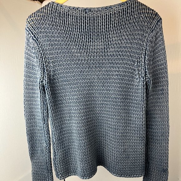 Alexander Wang Chunky Knit Sweater Denim Blue Distressed/Faded Size S - Picture 5 of 6